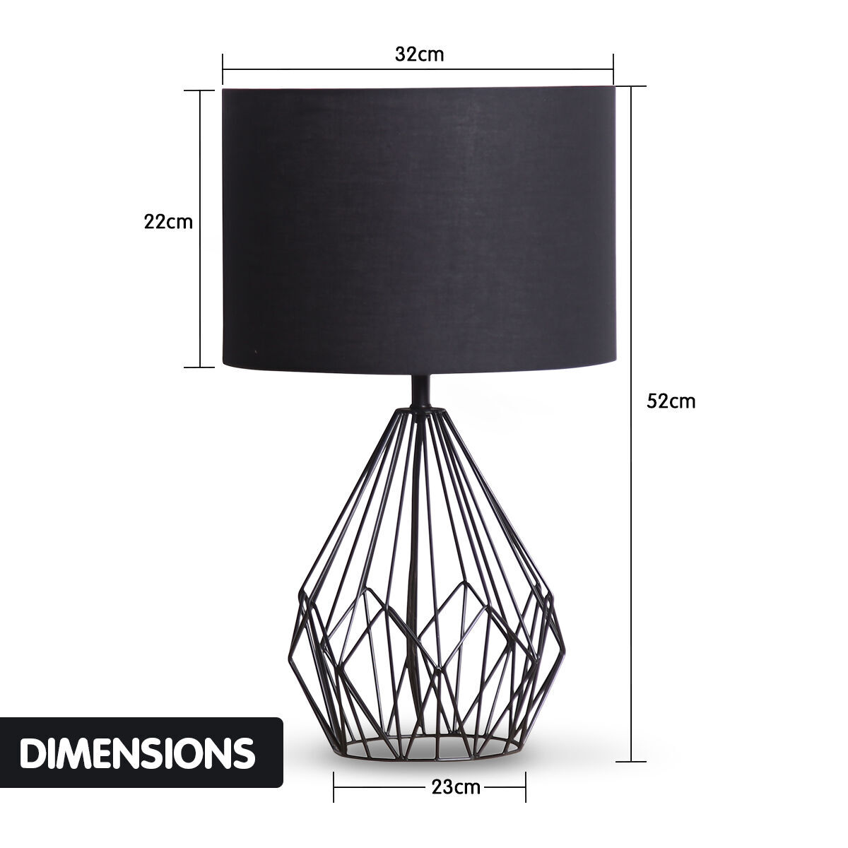 Sarantino Metal Wire Table Lamp in Black Finish With Black Drum Shade Price