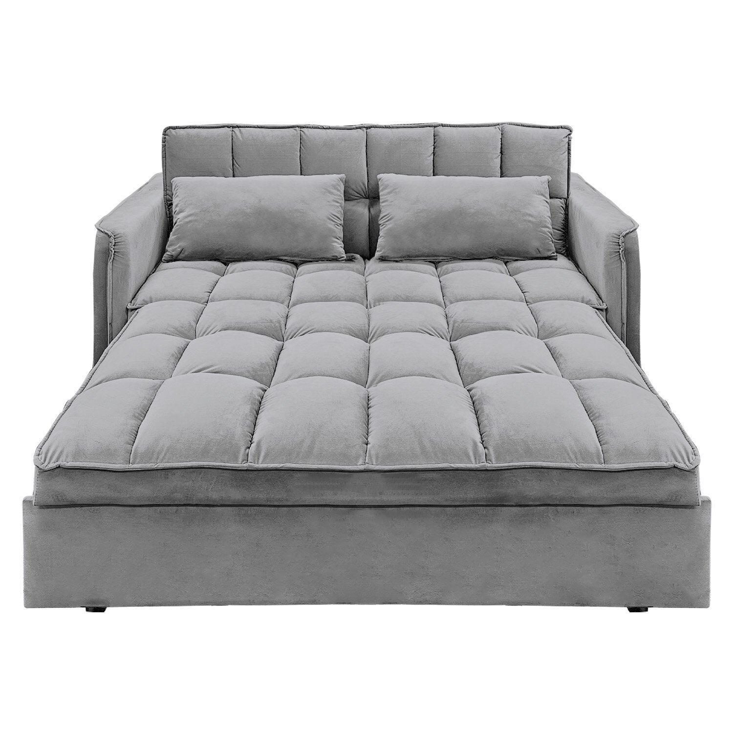 Sarantino Quincy 2-Seater Velvet Sofa Bed in Dark Grey with Wooden Frame & Tufted Design Price