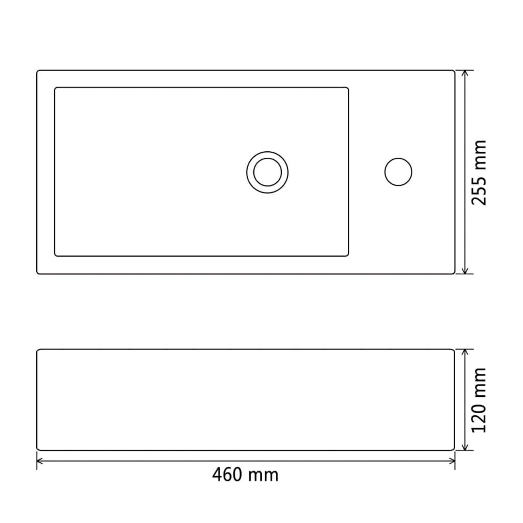 Basin with Faucet Hole Rectangular Ceramic Black 46x25.5x12 cm Price