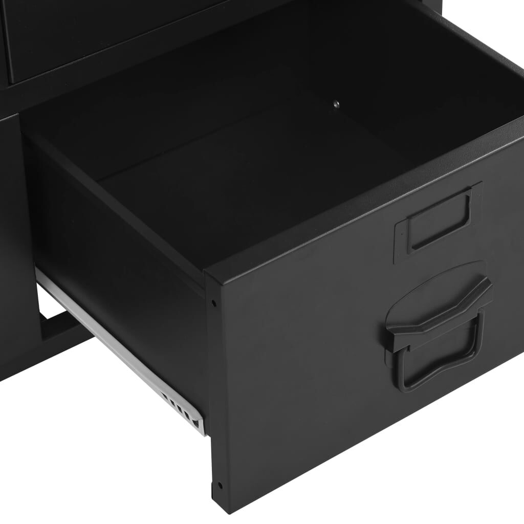 Office Cabinet with Mesh Doors Industrial Black 75x40x120 cm Steel Price