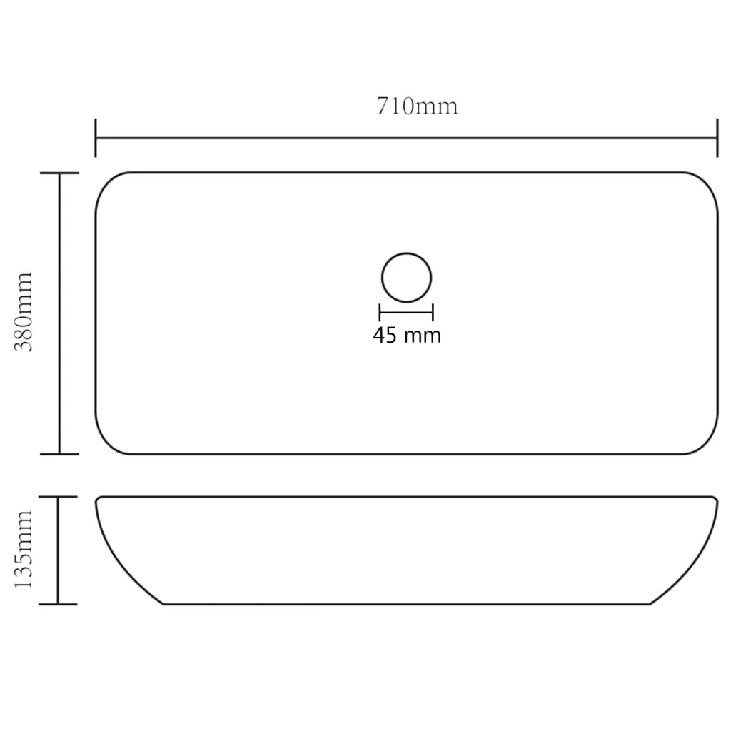 Luxury Basin Rectangular Matt Black 71x38 cm Ceramic Price