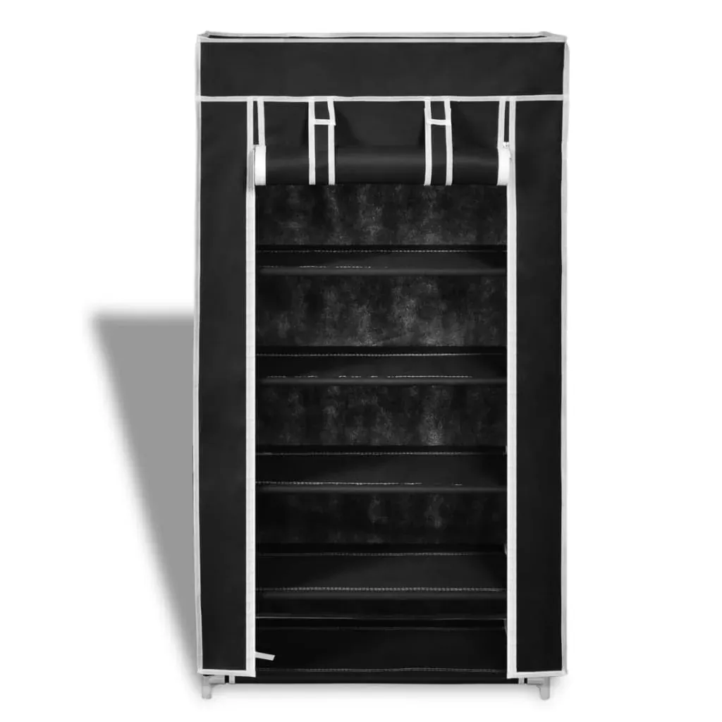 Fabric Shoe Cabinet with Cover 58 x 28 x 106 cm Black Price