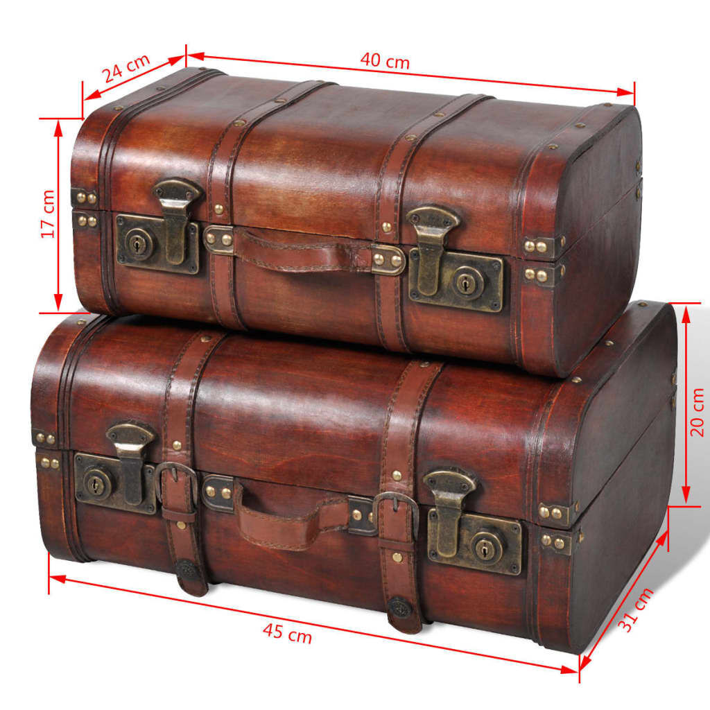 Wooden Treasure Chests 2 pcs Vintage Brown Price