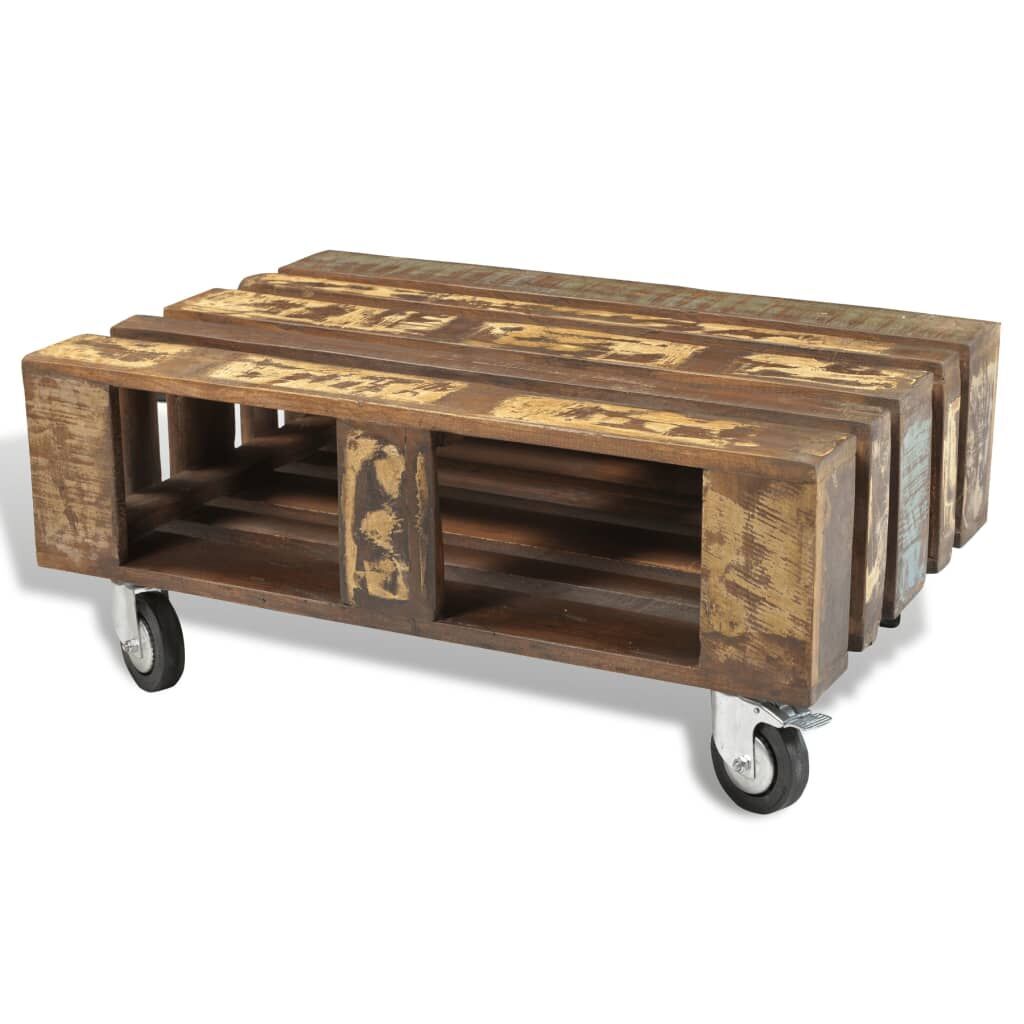 Coffee Table with 4 Wheels Reclaimed Wood Price