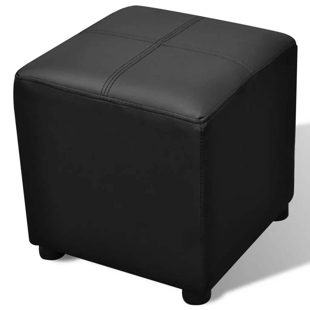 Black Artificial Leather Storage Bench Set Footrest 3 pcs Price