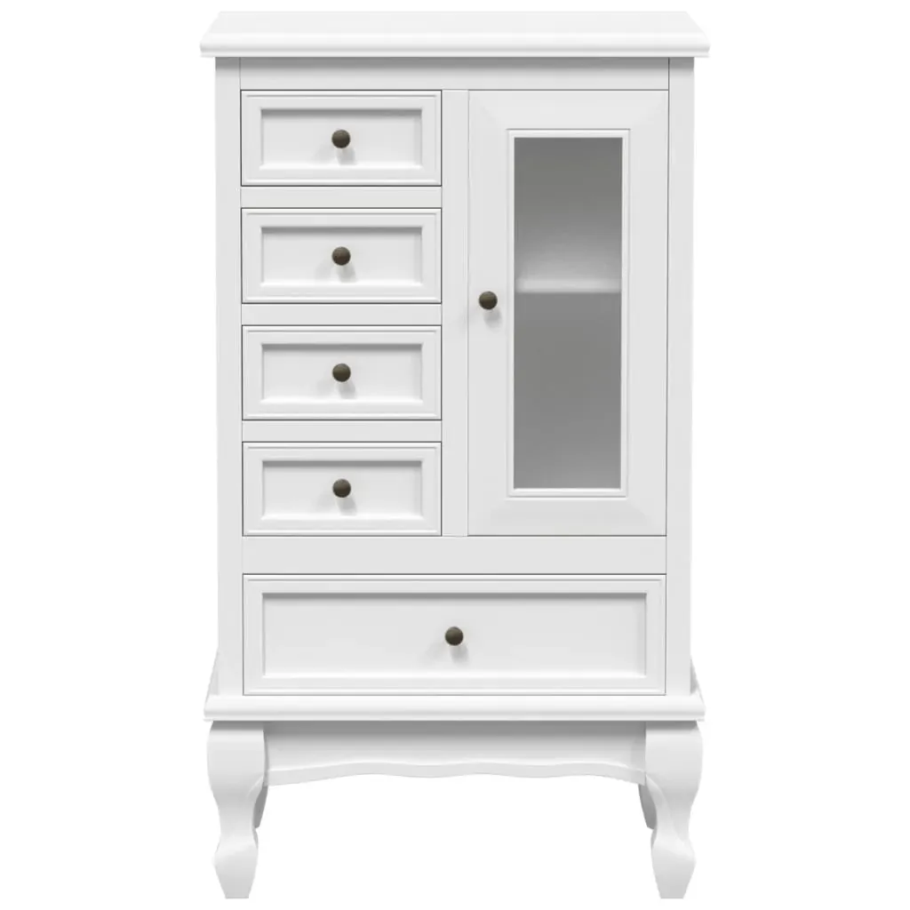 Cabinet with 5 Drawers 2 Shelves White Price