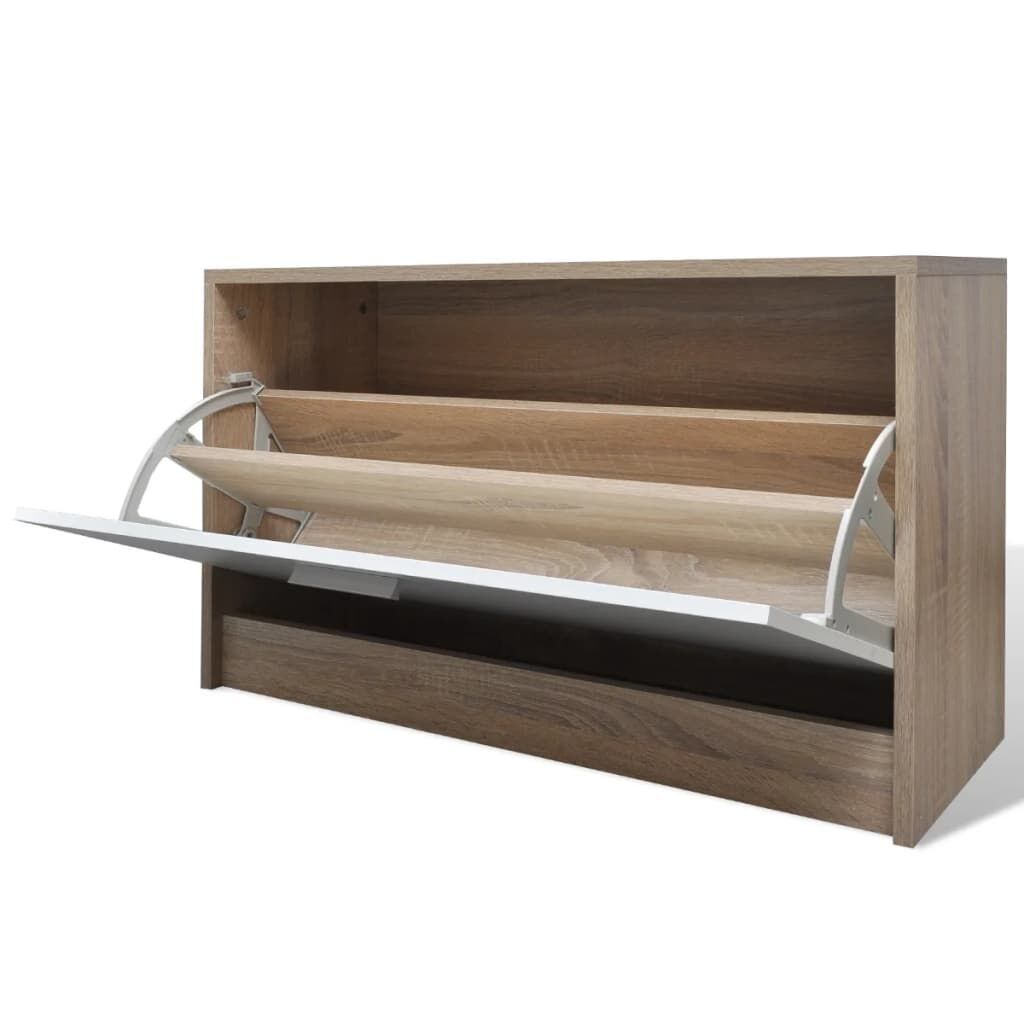 Oak and White 3-in-1 Wooden Shoe Cabinet Set Price