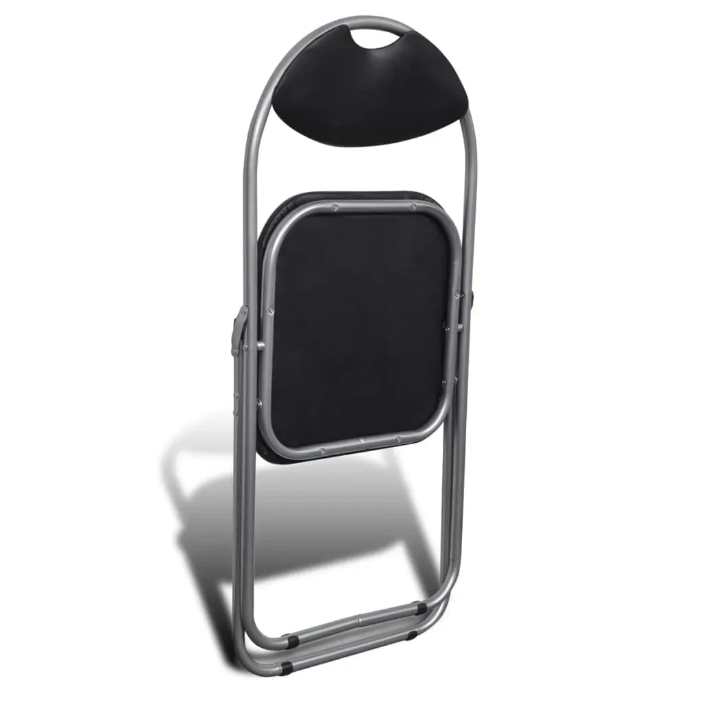 Folding Dining Chairs 6 pcs Black Faux Leather and Steel Price