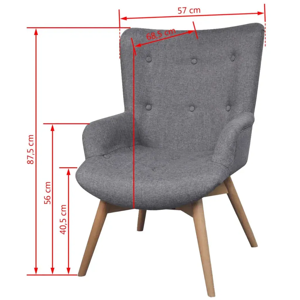 Armchair with Footstool Grey Fabric Price