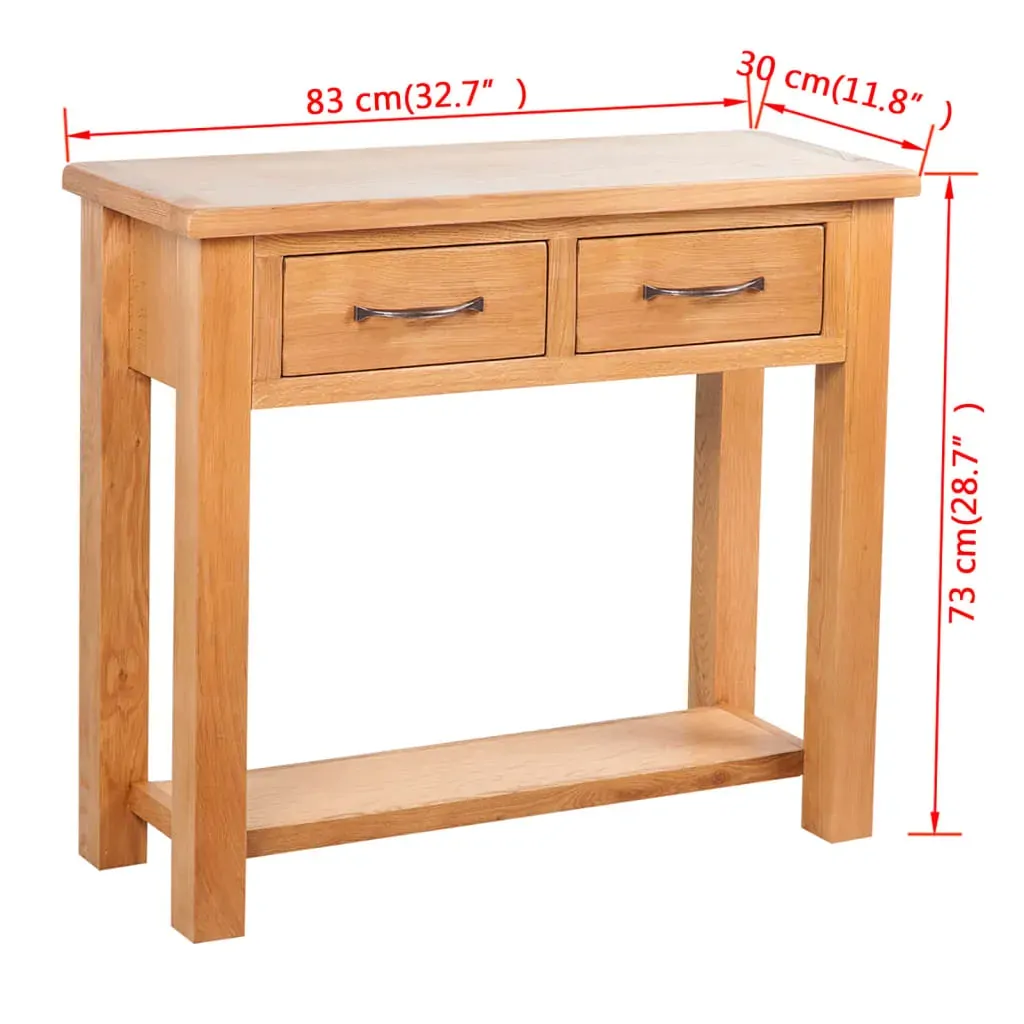 Console Table with 2 Drawers 83x30x73 cm Solid Oak Wood Price