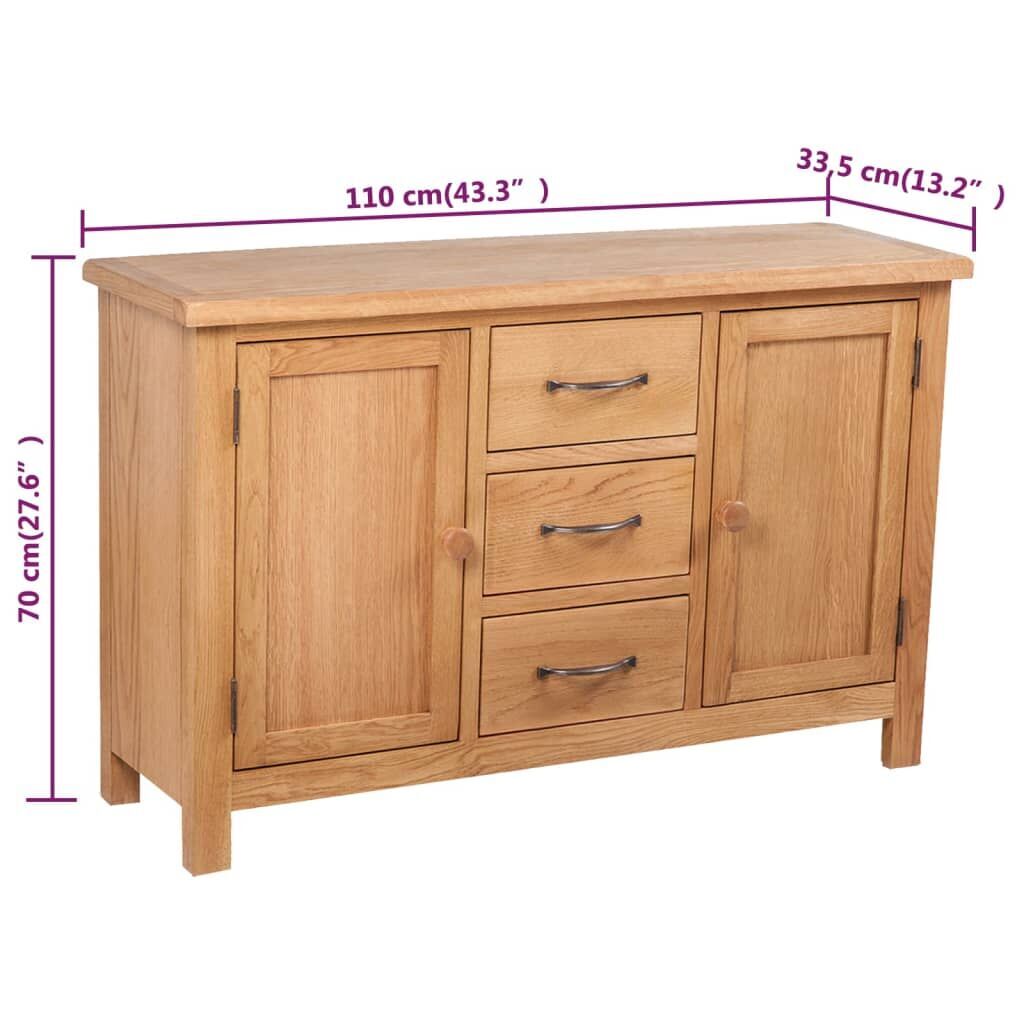 Sideboard with 3 Drawers 110x33.5x70 cm Solid Oak Wood Price
