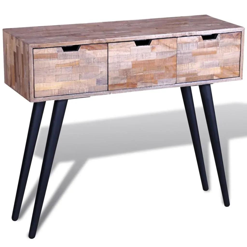 Console Table with 3 Drawers Reclaimed Teak Wood Price