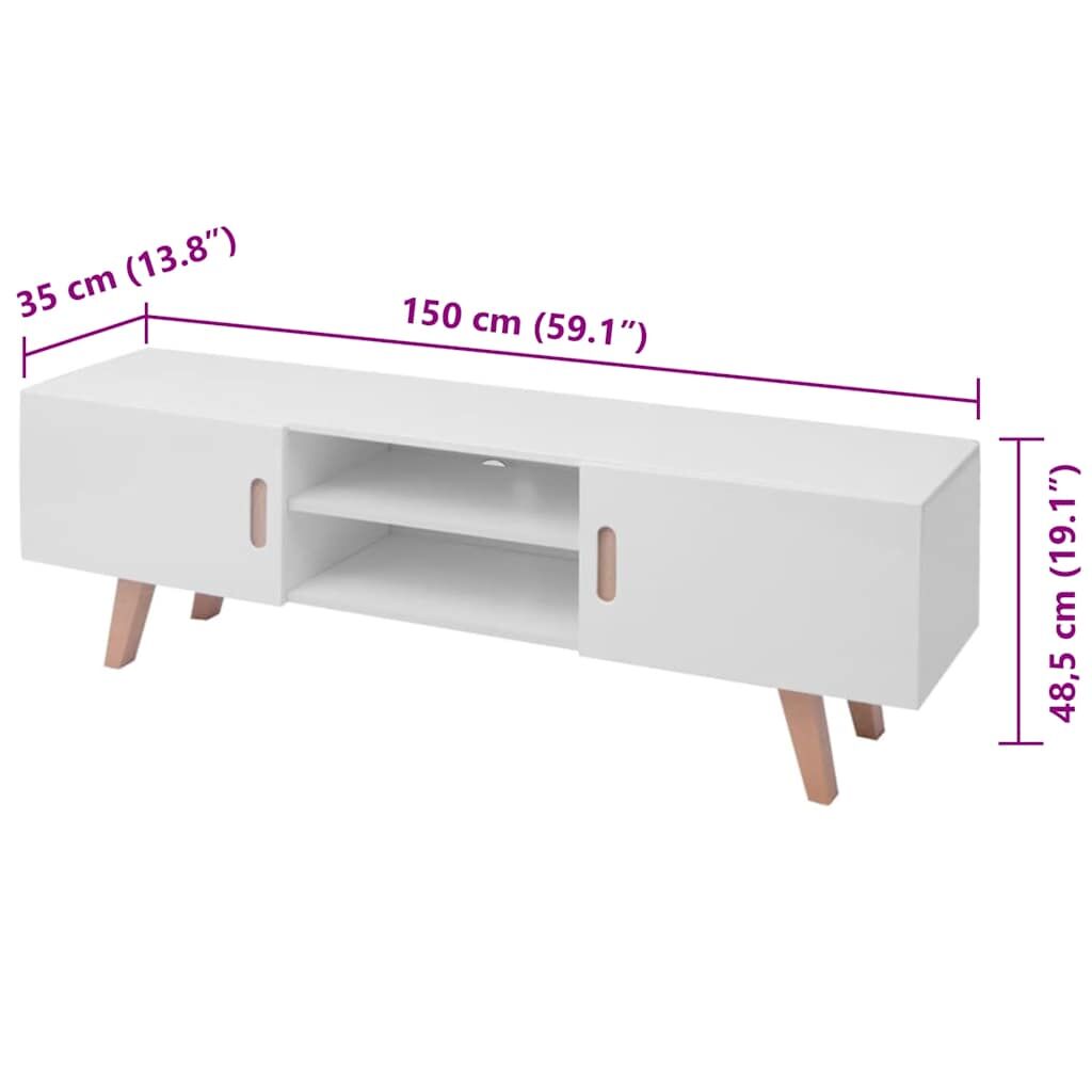 TV Stand MDF 150x35x48.5 cm High Gloss White Price