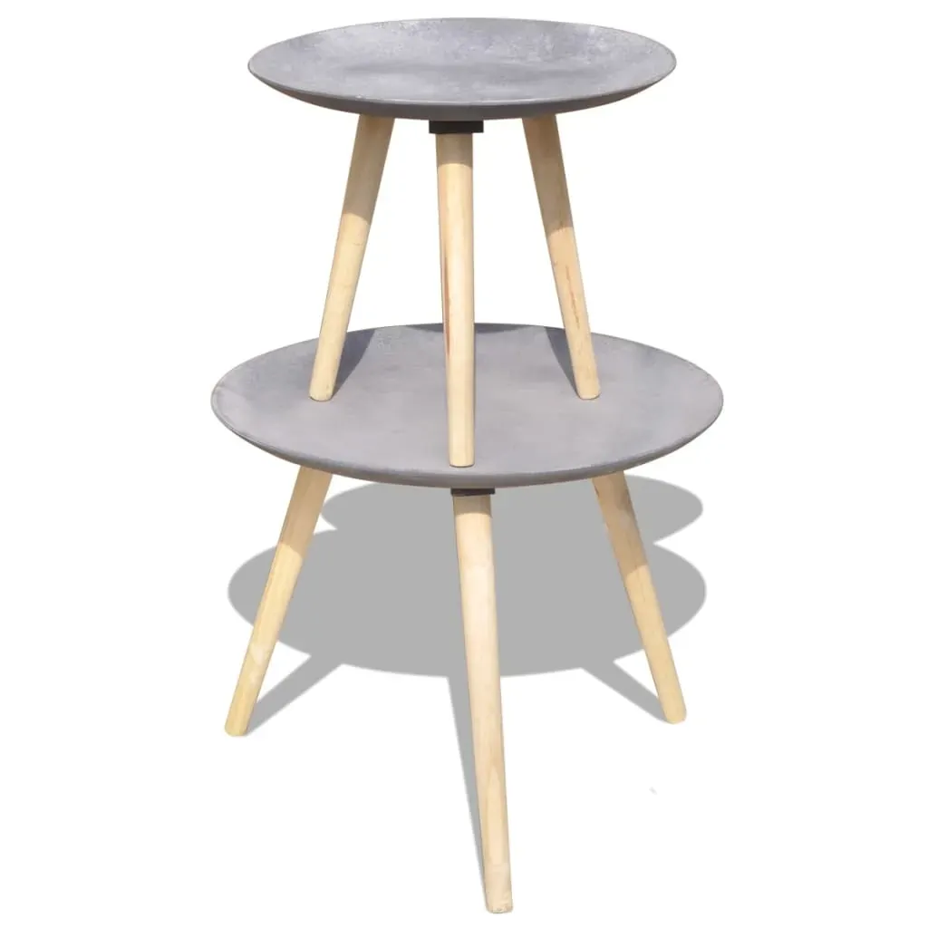 Two Piece Side Table/Coffee Table Set 55 cm&44 cm Concrete Grey Price