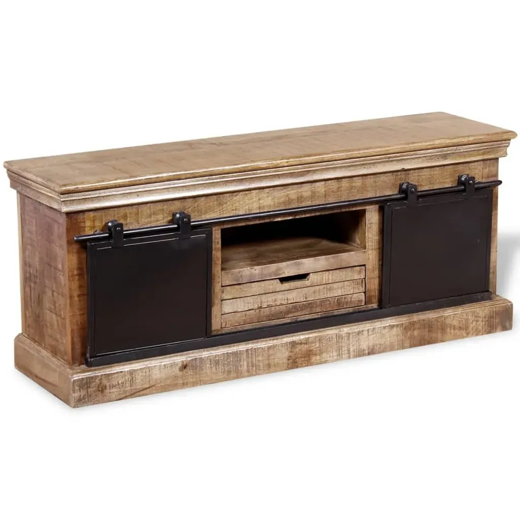TV Cabinet with 2 Sliding Doors Solid Mango Wood 110x30x45 cm Price