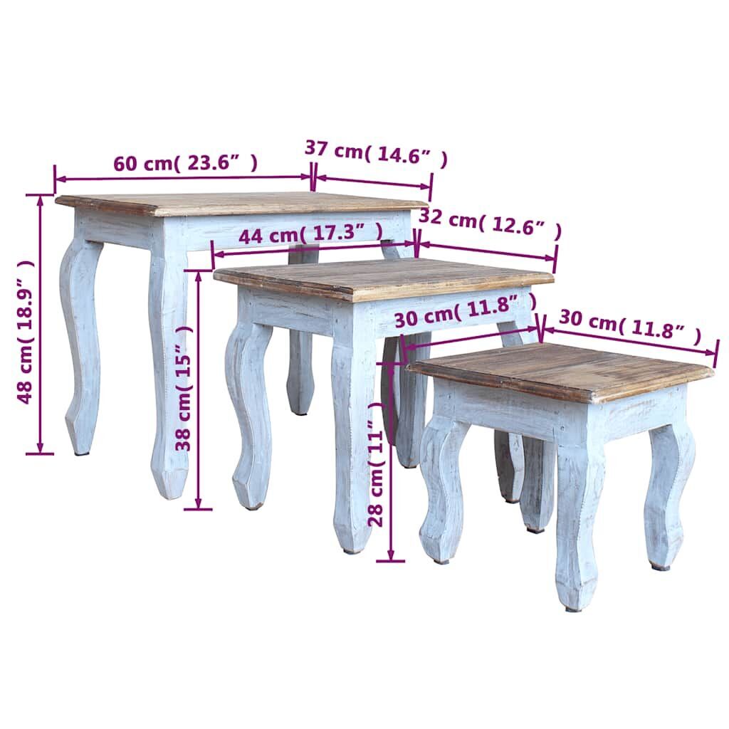 Nesting Table Set 3 Pieces Solid Mahogany Wood Price