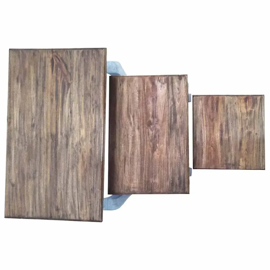 Nesting Table Set 3 Pieces Solid Mahogany Wood Price