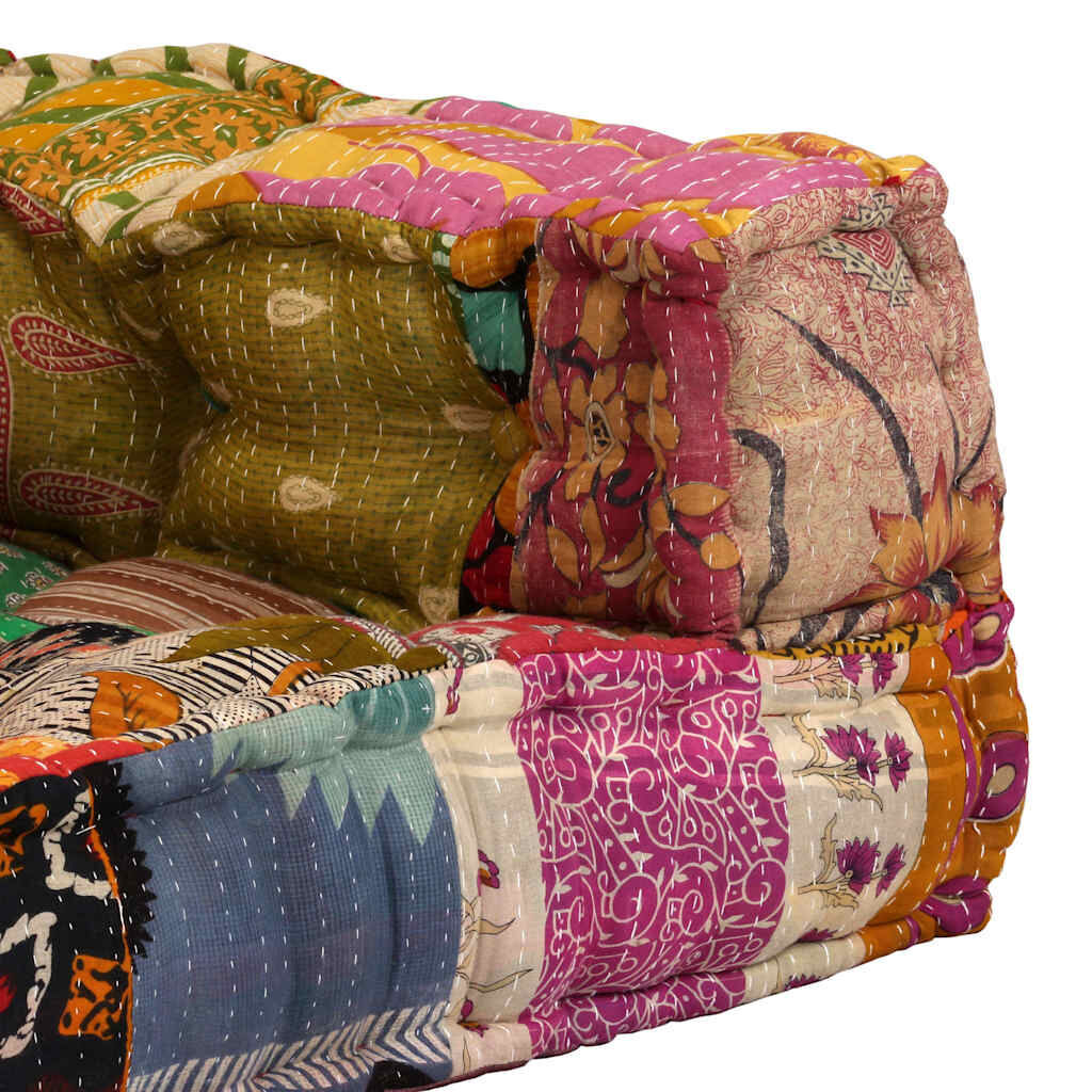 2-Seater Modular Pouffe Patchwork Fabric Price