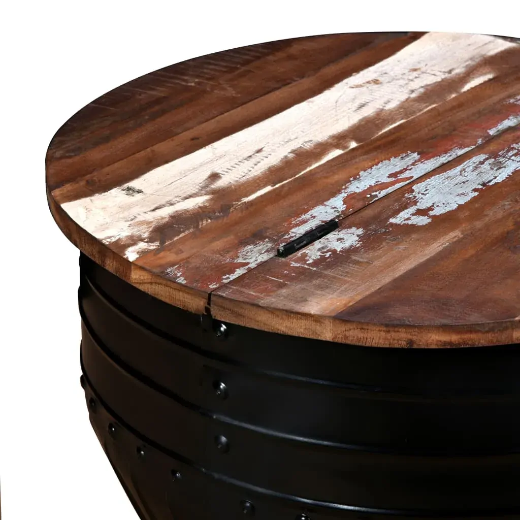 Coffee Table Solid Reclaimed Wood Black Barrel Shape Price