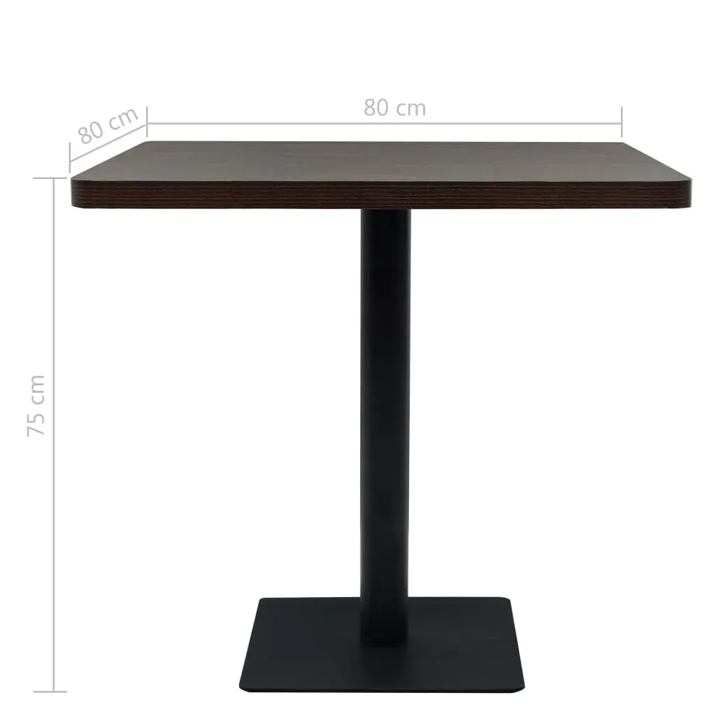 Bistro Table MDF and Steel Square 80x80x75 cm Dark Ash Price