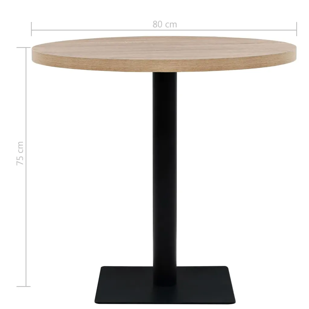 Bistro Table MDF and Steel Round 80x75 cm Oak Colour Price