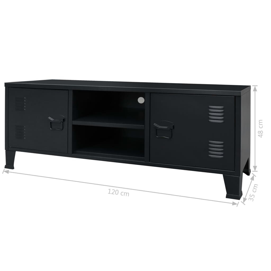TV Cabinet Metal Industrial Style 120x35x48 cm Black Price