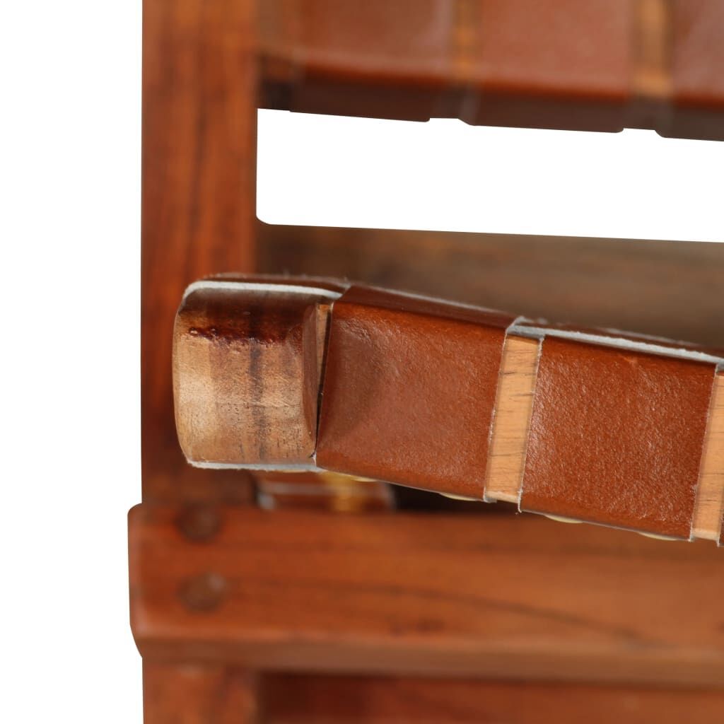 Folding Chair Crossed-Stripe Brown Real Leather Price