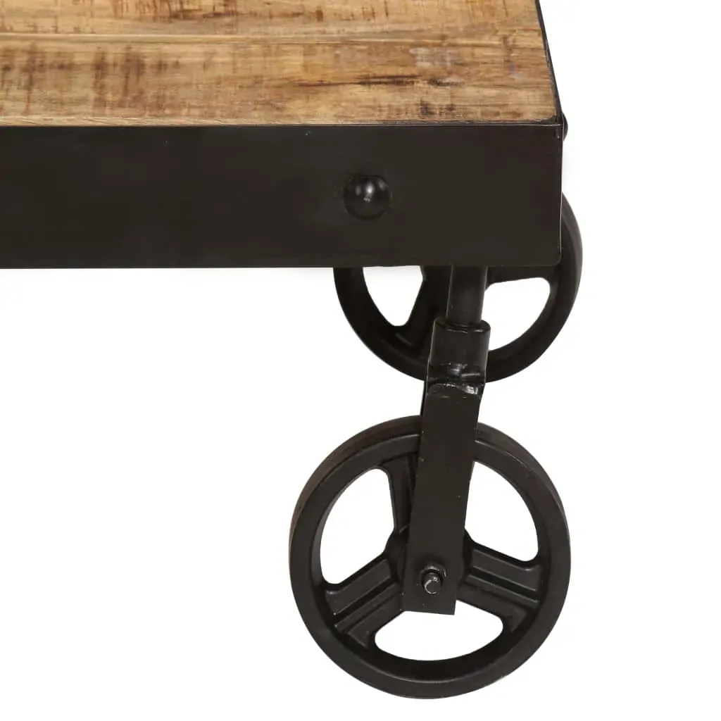 Coffee Table with Wheels Solid Mango Wood 100x60x26 cm Price