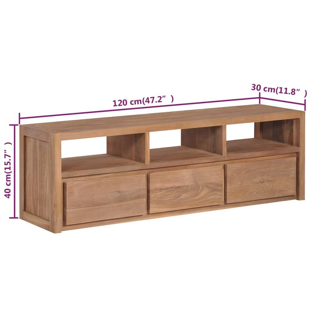 TV Cabinet Solid Teak Wood with Natural Finish 120x30x40 cm Price