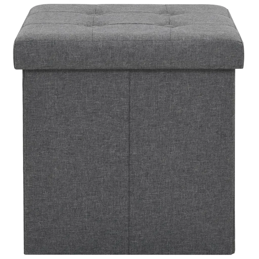 Folding Storage Stools 2 pcs Dark Grey Faux Linen Price