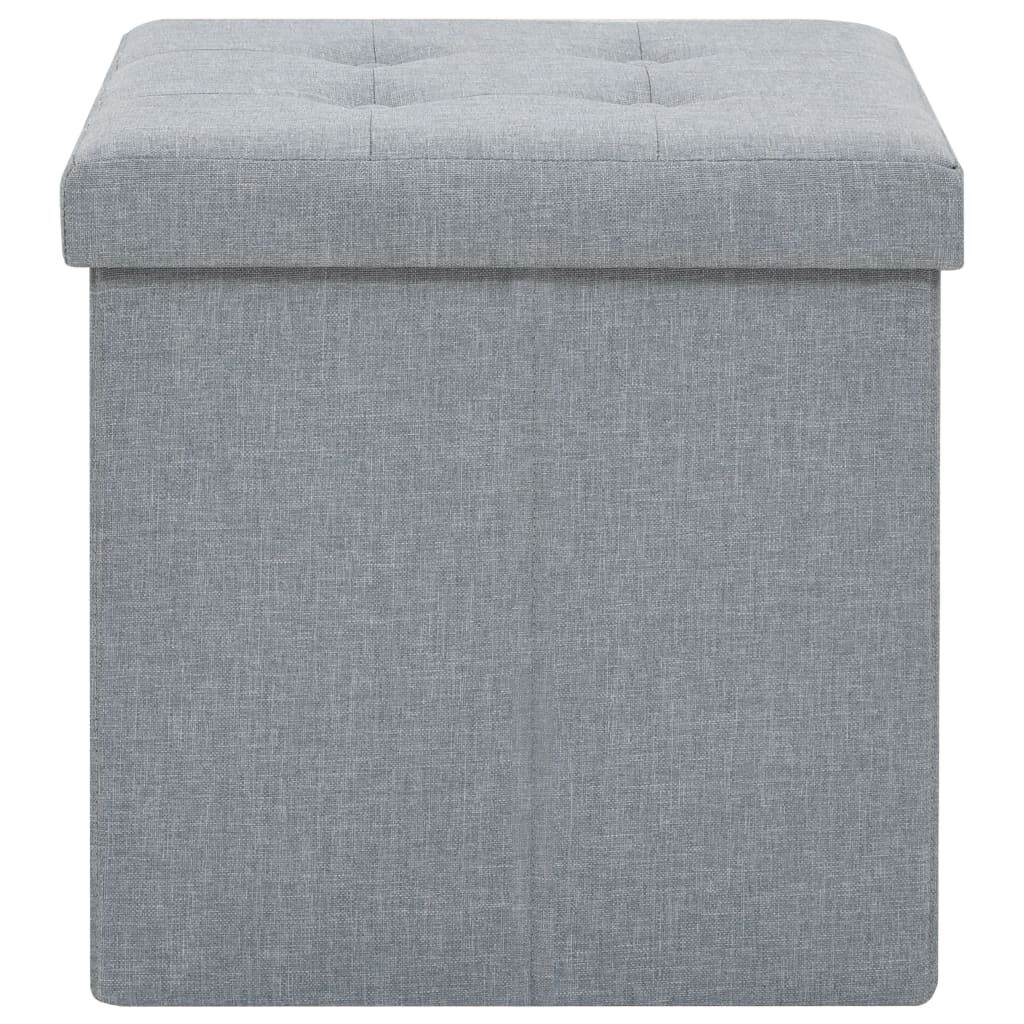 Folding Storage Stools 2 pcs Light Grey Faux Linen Price