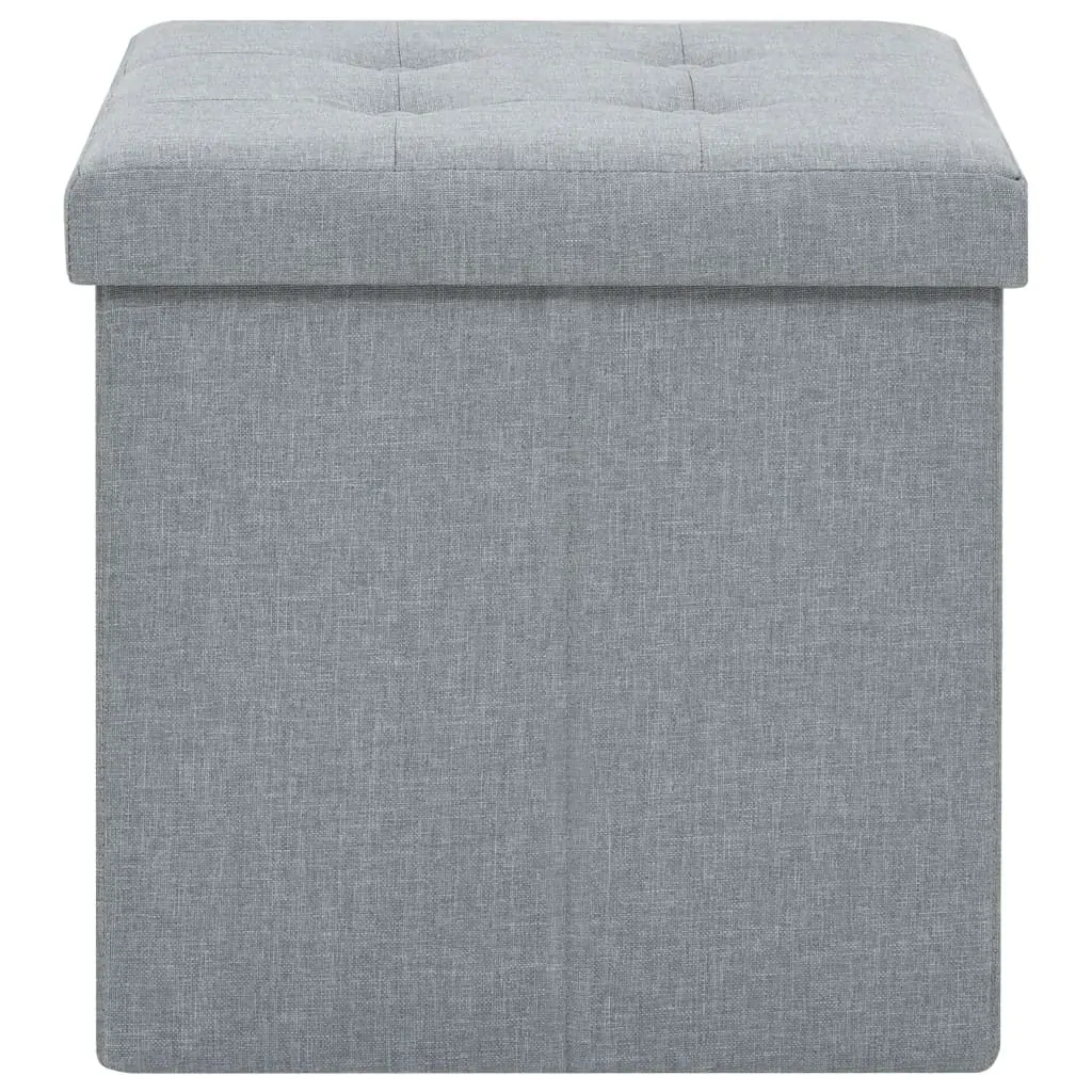 Folding Storage Stools 2 pcs Light Grey Faux Linen Price