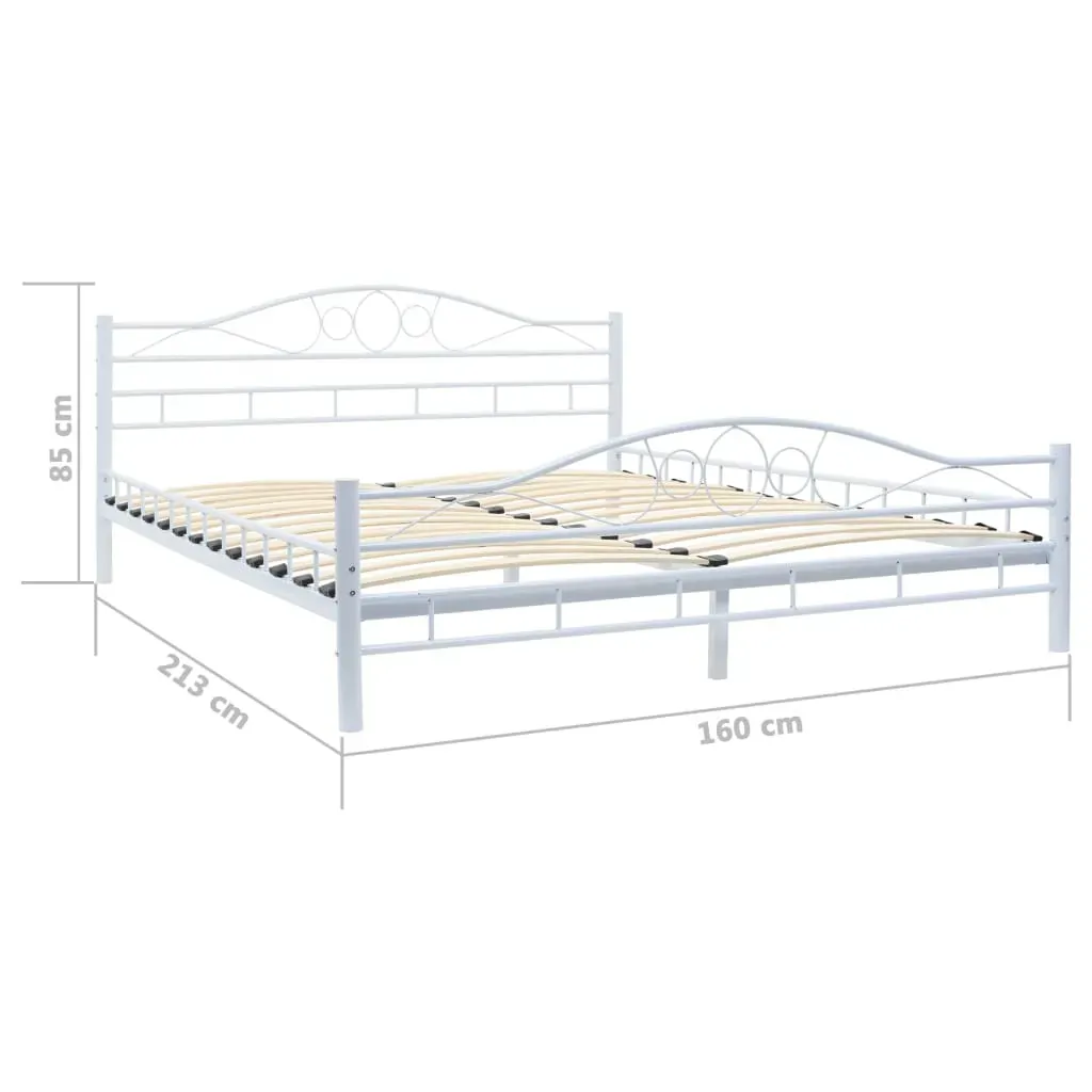 Bed Frame without Mattress White Metal 153x203 cm Queen Price