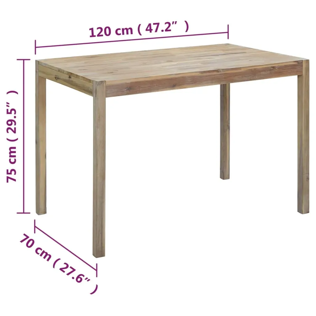 Dining Table 120x70x75 cm Solid Acacia Wood Price