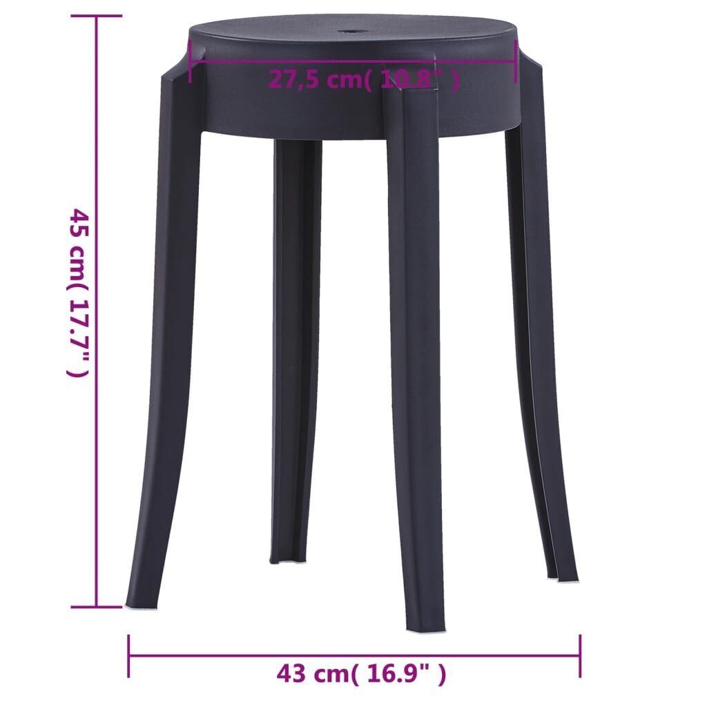 Stackable Stools 4 pcs Black Plastic Price
