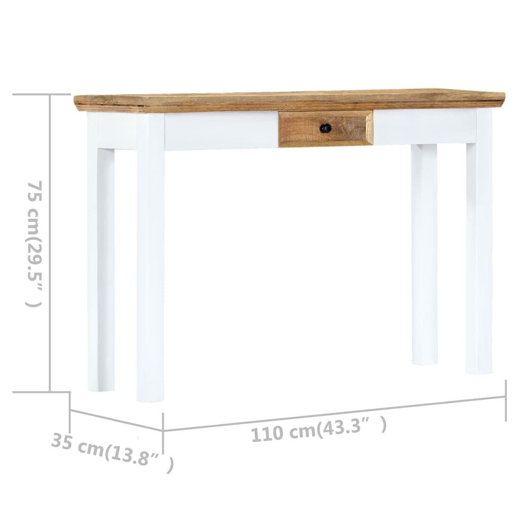 Console Table White and Brown 110x35x75 cm Solid Mango Wood Price