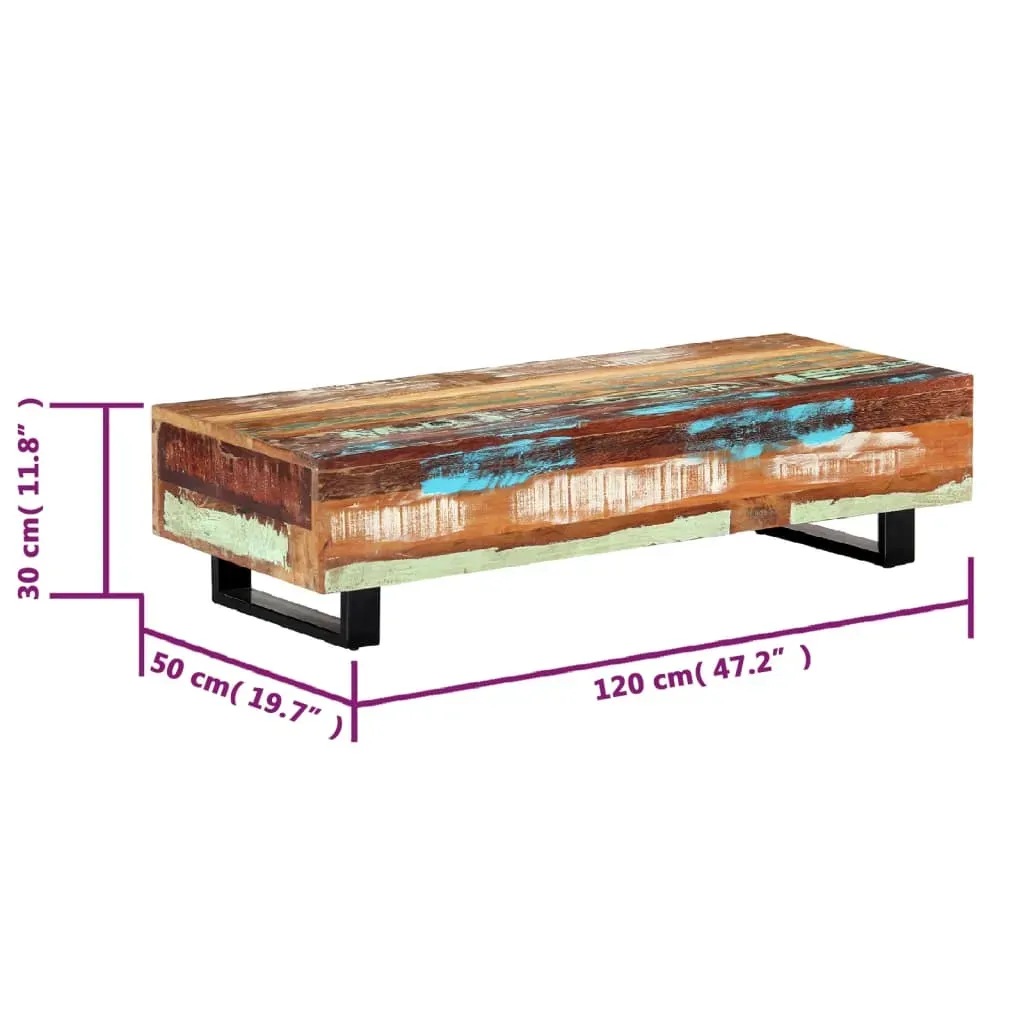 Coffee Table 120x50x30 cm Solid Reclaimed Wood and Steel Price