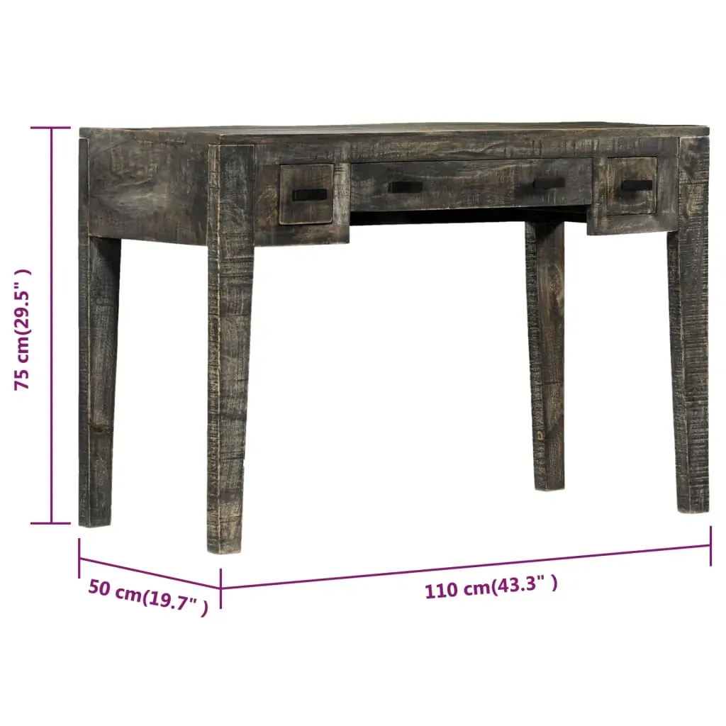 Desk Black 110x50x75 cm Solid Mango Wood Price