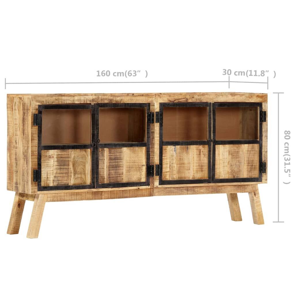 Sideboard Brown and Black 160x30x80 cm Solid Rough Mango Wood Price