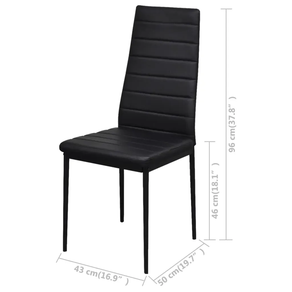 Dining Set 5 Pieces Artificial Leather Black Price