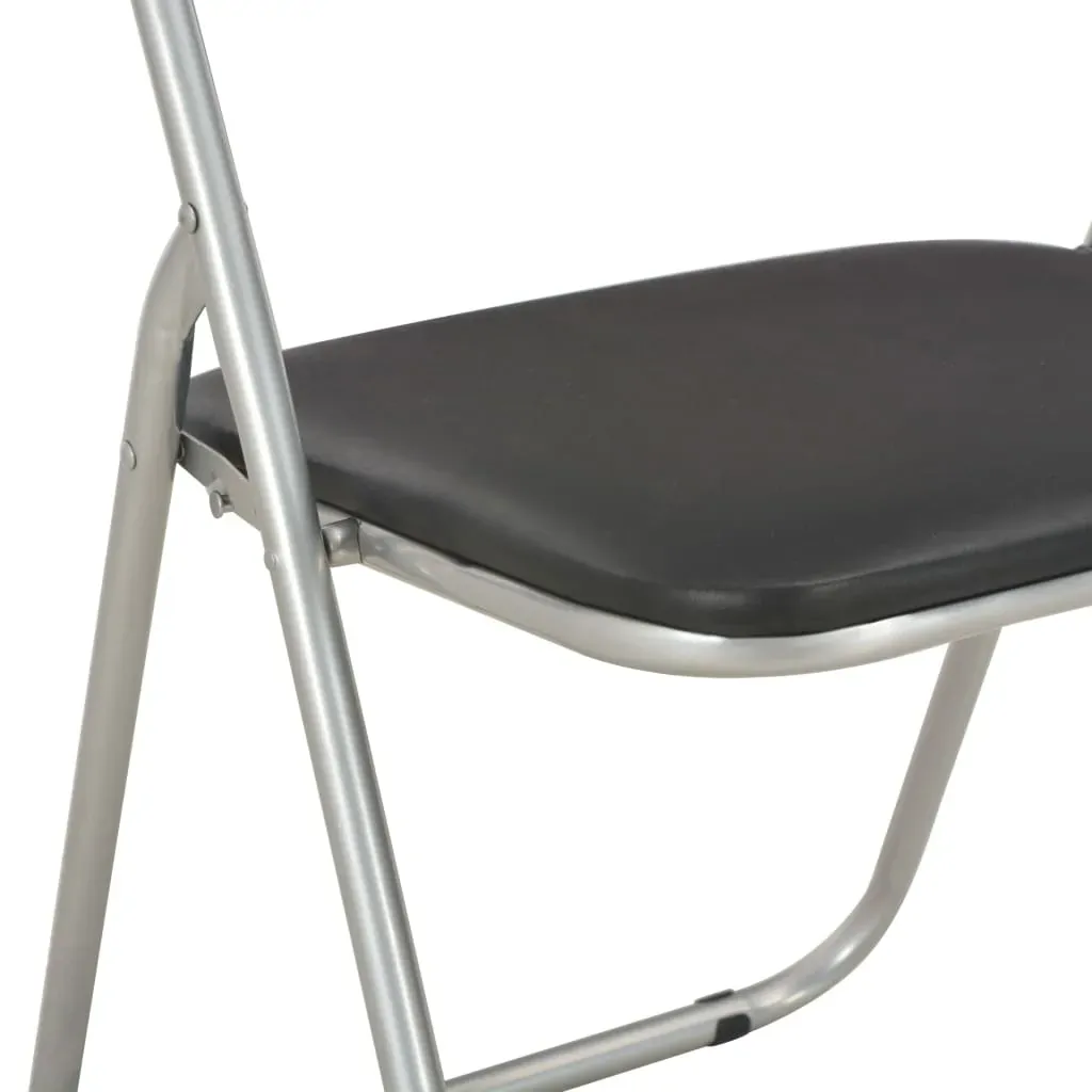 Folding Dining Chairs 4 pcs Black Faux Leather Price