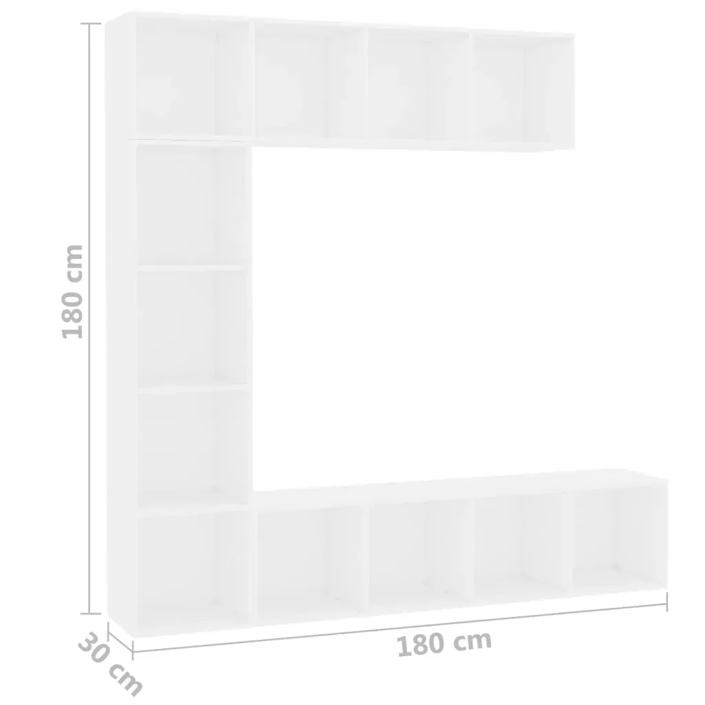 3 Piece Book/TV Cabinet Set White 180x30x180 cm Price