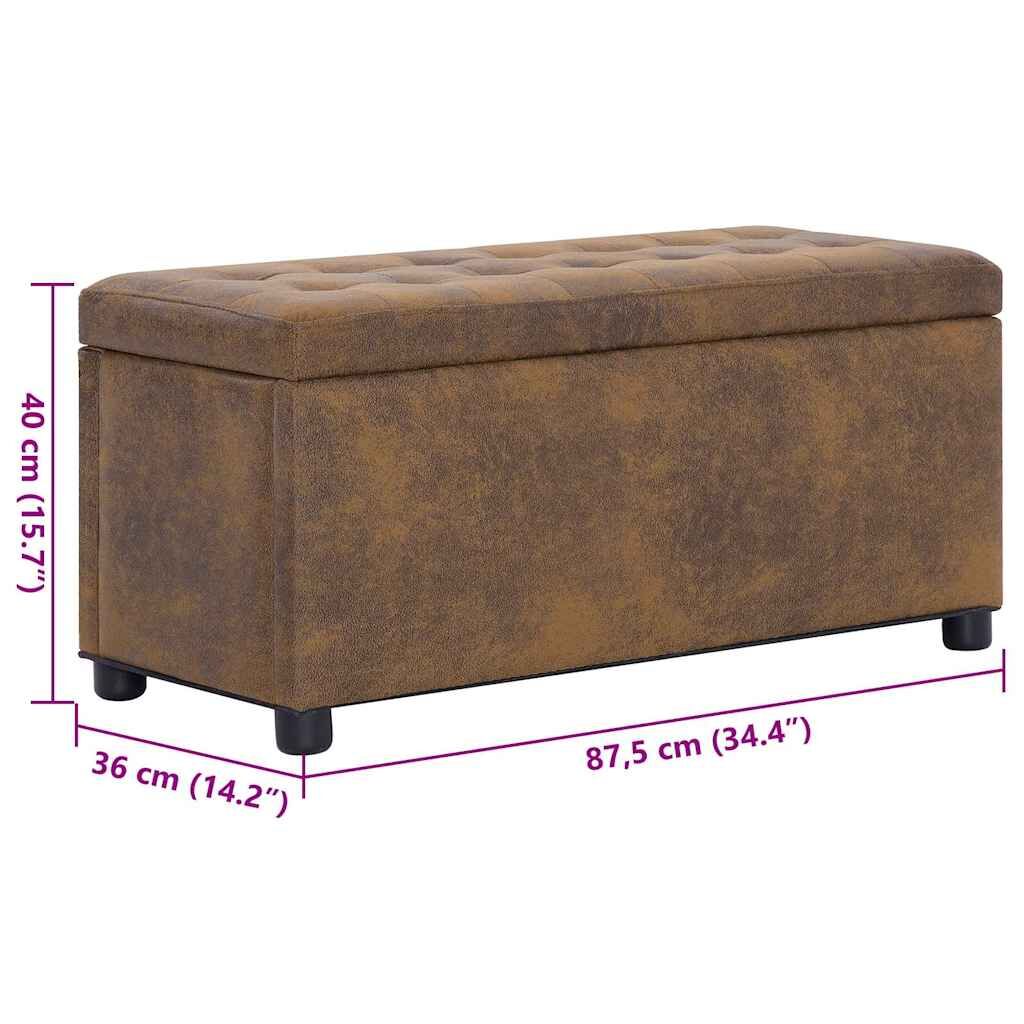 Storage Ottoman 87.5 cm Brown Faux Suede Leather Price