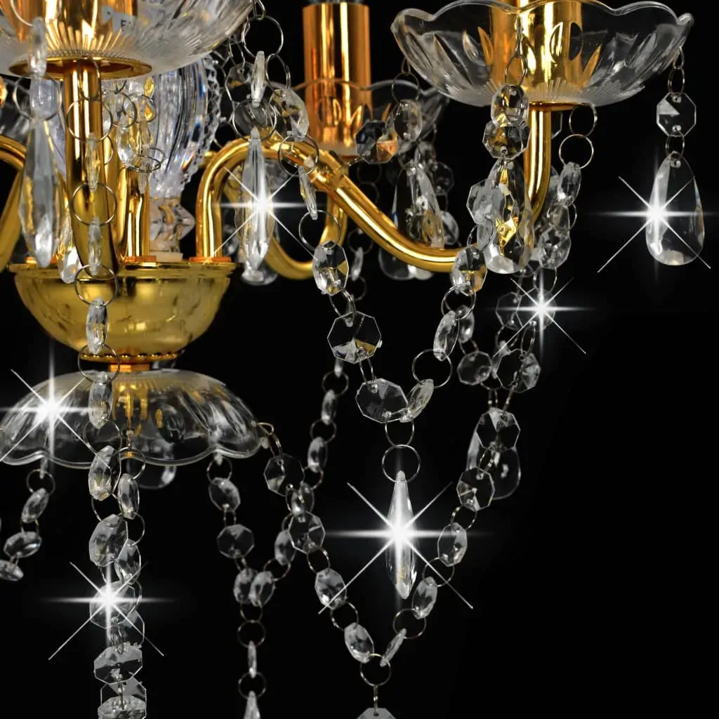 Chandelier with Crystal Beads Golden Round 5 x E14 Price
