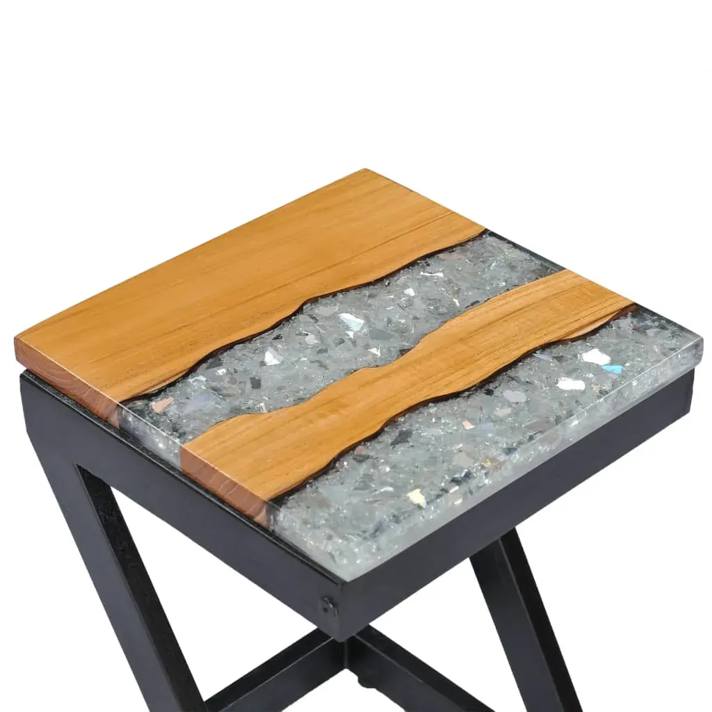 Coffee Table 30x30x50 cm Solid Teak Wood and Polyresin Price