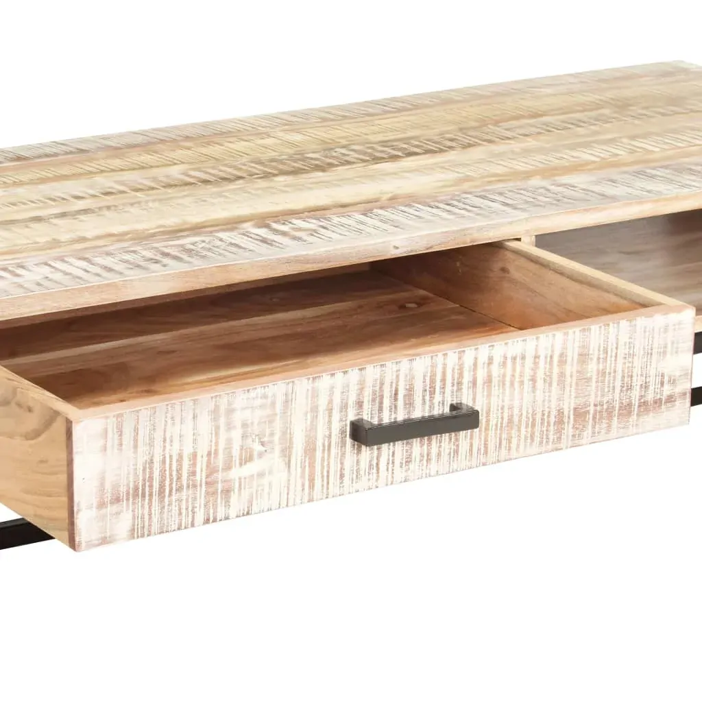 Coffee Table White 117x50x30 cm Solid Acacia Wood Price