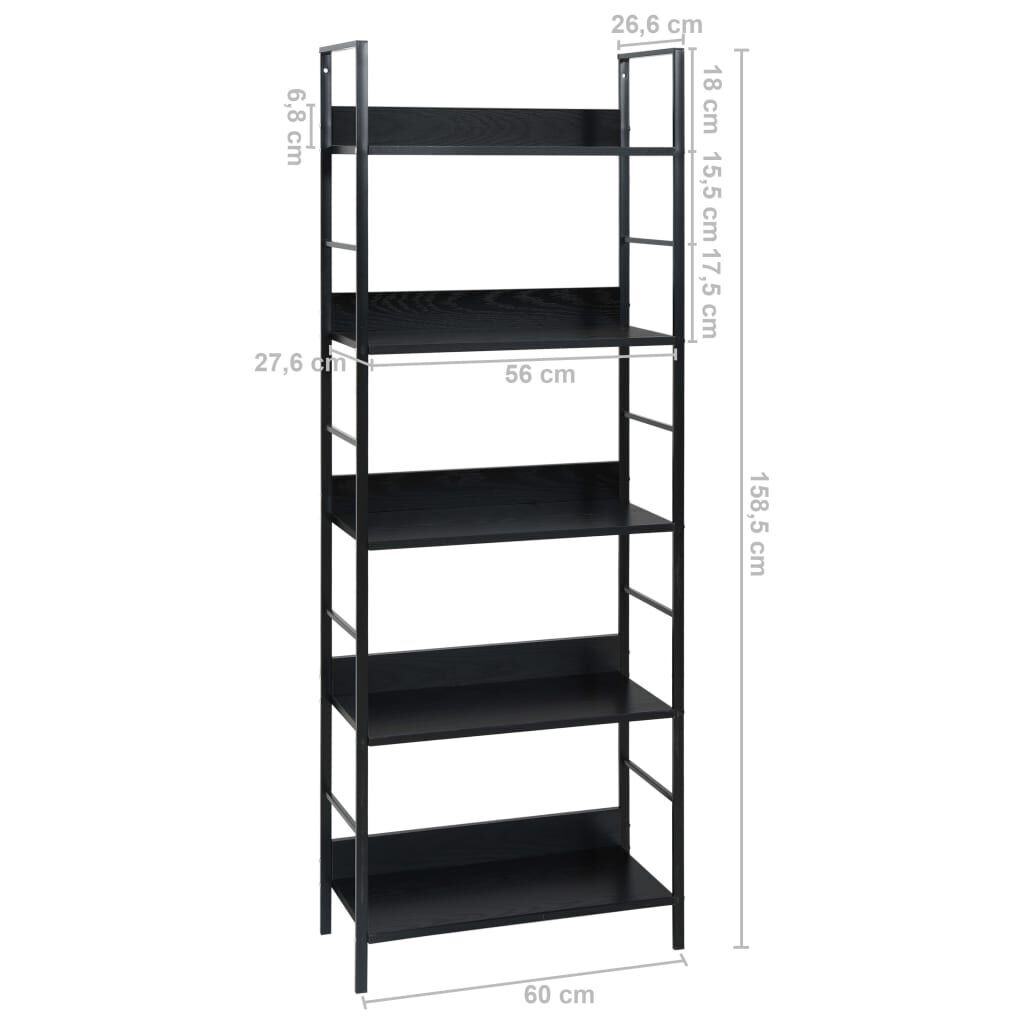 5-Layer Book Shelf Black 60x27.6x158.5 cm Engineered Wood Price