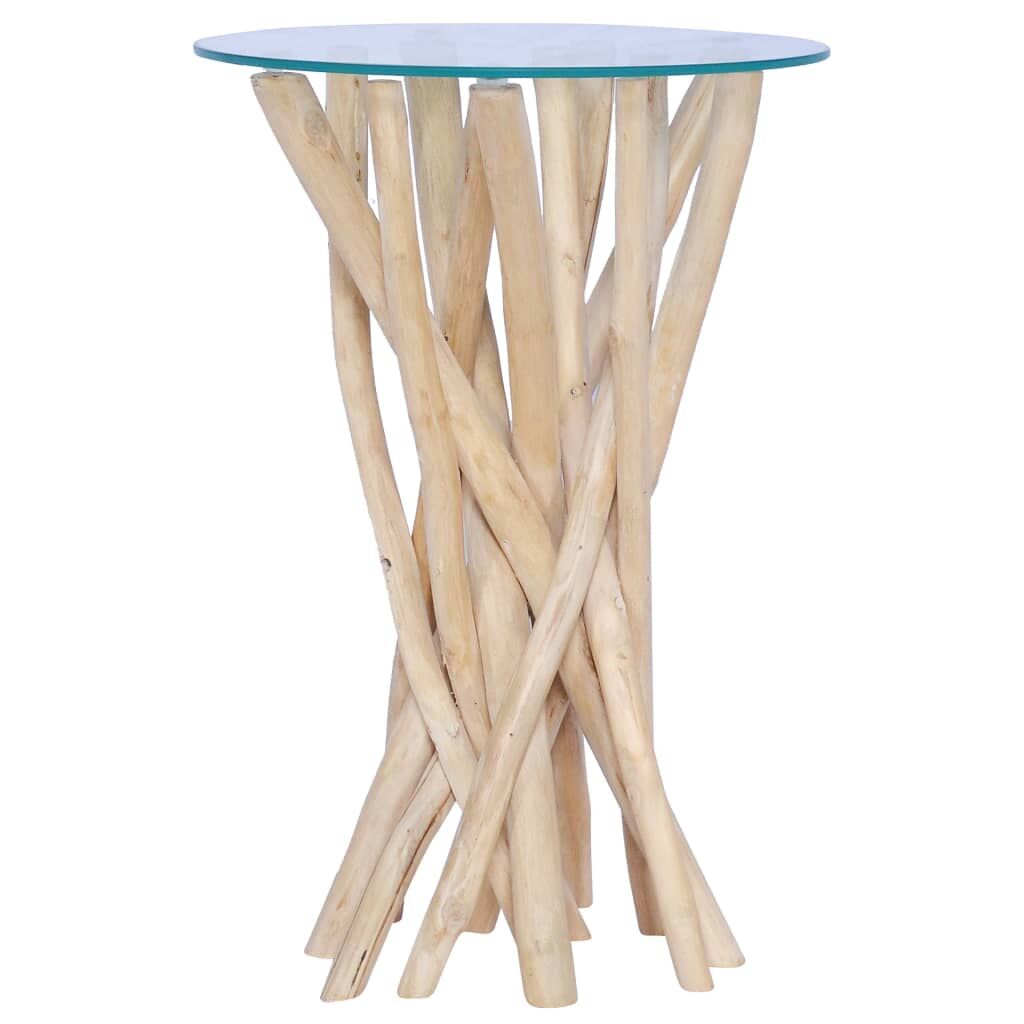Coffee Table with Glass Top 35x35x50 cm Solid Teak Wood Price