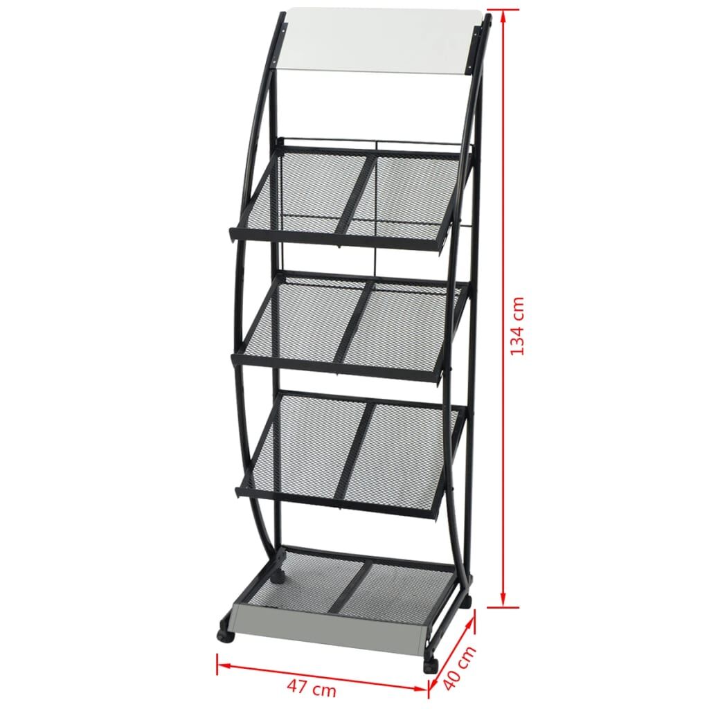 Magazine Rack 47x40x134 cm Black and White A4 Price