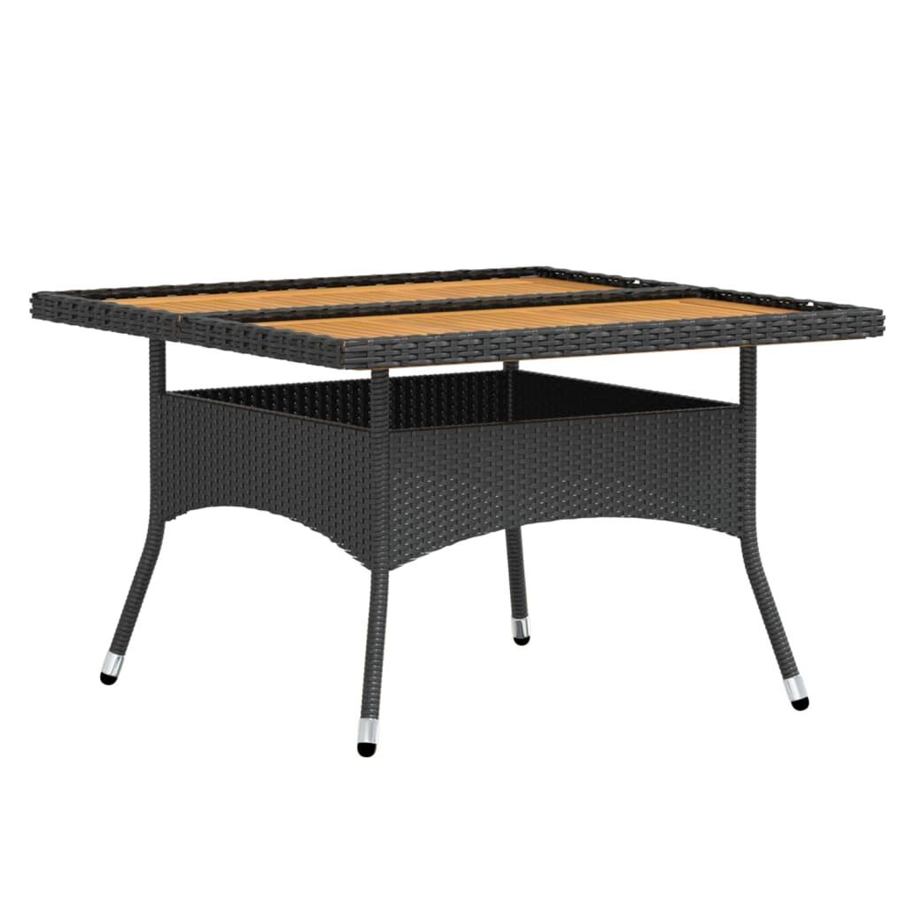 5 Piece Garden Dining Set Poly Rattan & Solid Acacia Wood Black Price